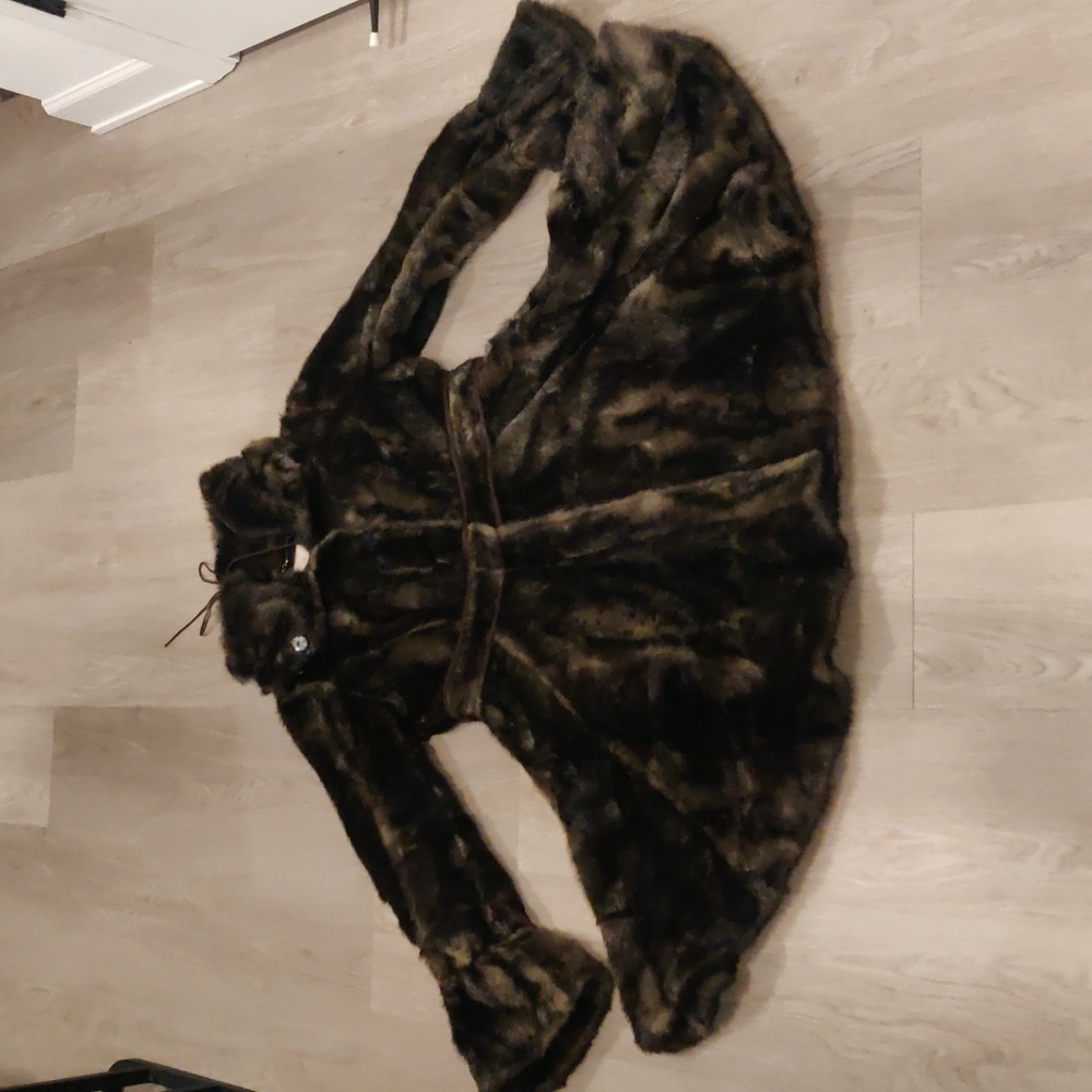 Laundry By Shelli Segal Dark Brown Faux Fur Imitation Mink Fur Outdoors Y2K Retr - Picture 11 of 12